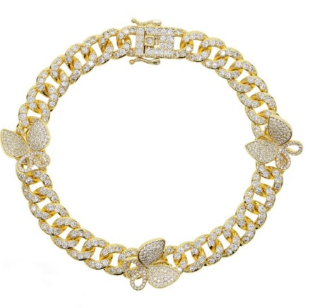 BLING CUBAN BUTTERFLY BRACELET