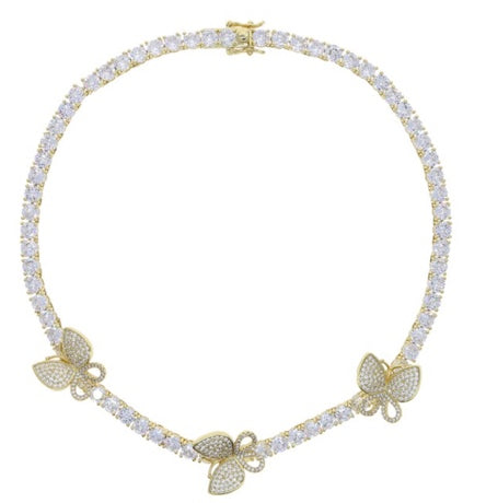 BUTTERFLY ICED OUT BLING NECKLACE