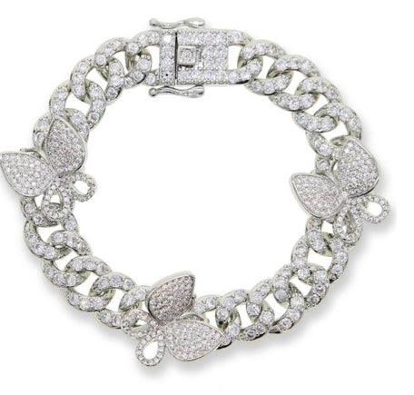 BLING CUBAN BUTTERFLY BRACELET