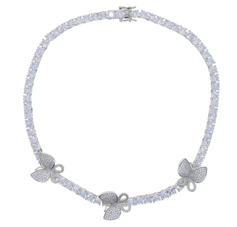 BUTTERFLY ICED OUT BLING NECKLACE