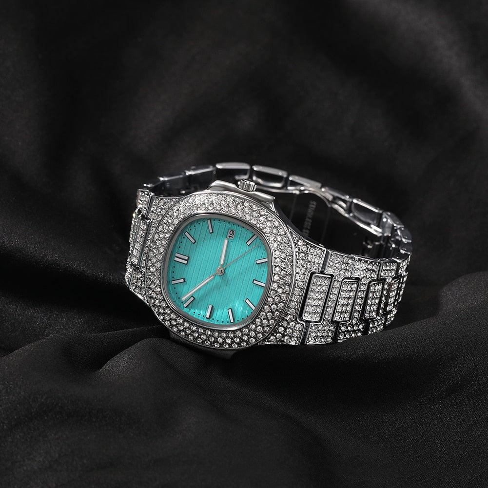 BLUE DIAMOND BLING WATCH