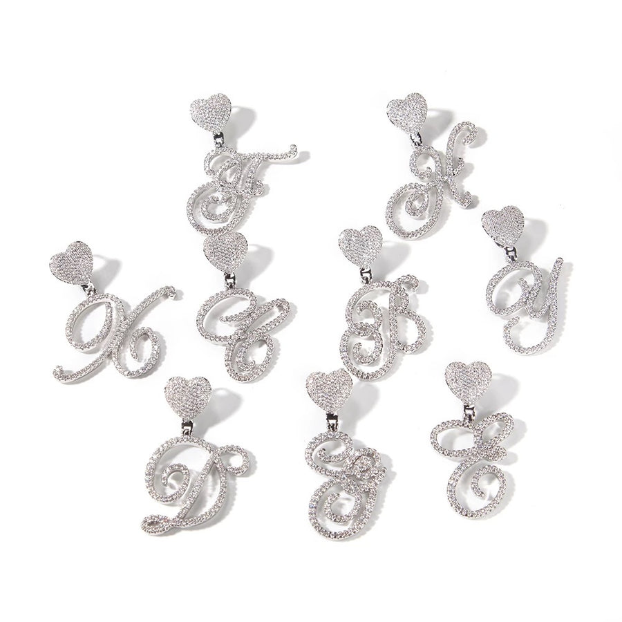 CUBAN LINK CHAIN WITH HEART CURSIVE INITIAL