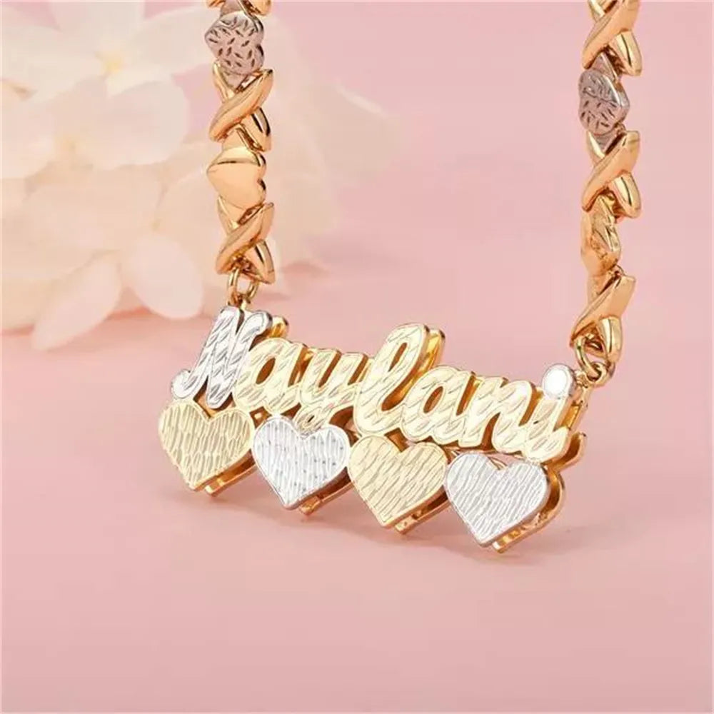 HEART DOUBLE LAYER TWO TONE NECKLACE