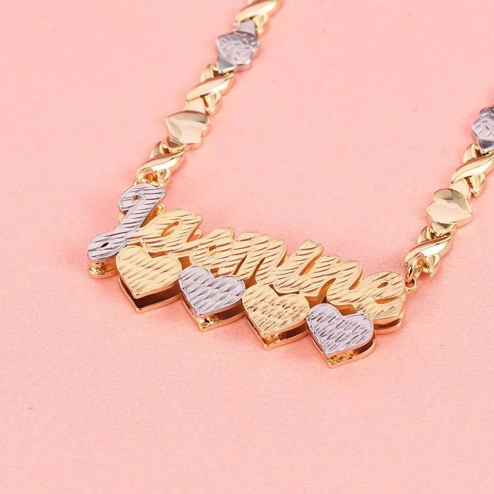 HEART DOUBLE LAYER TWO TONE NECKLACE