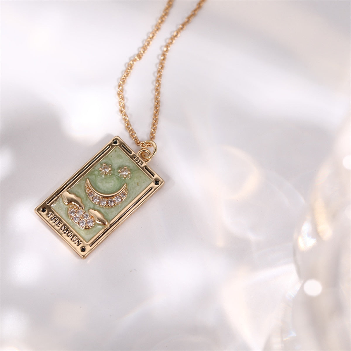 Amazon.com: Tarot Card Pendant Necklace with Initial Coin Tag/Fortune •  Star • World • Sun • Moon • Heart • Wisdom • Strength/Symbolic Necklace :  Handmade Products