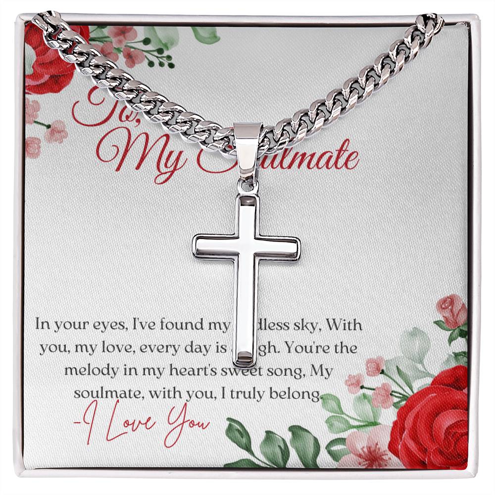 PERSONALIZED CROSS NECKLACE ON CUBAN CHAIN
