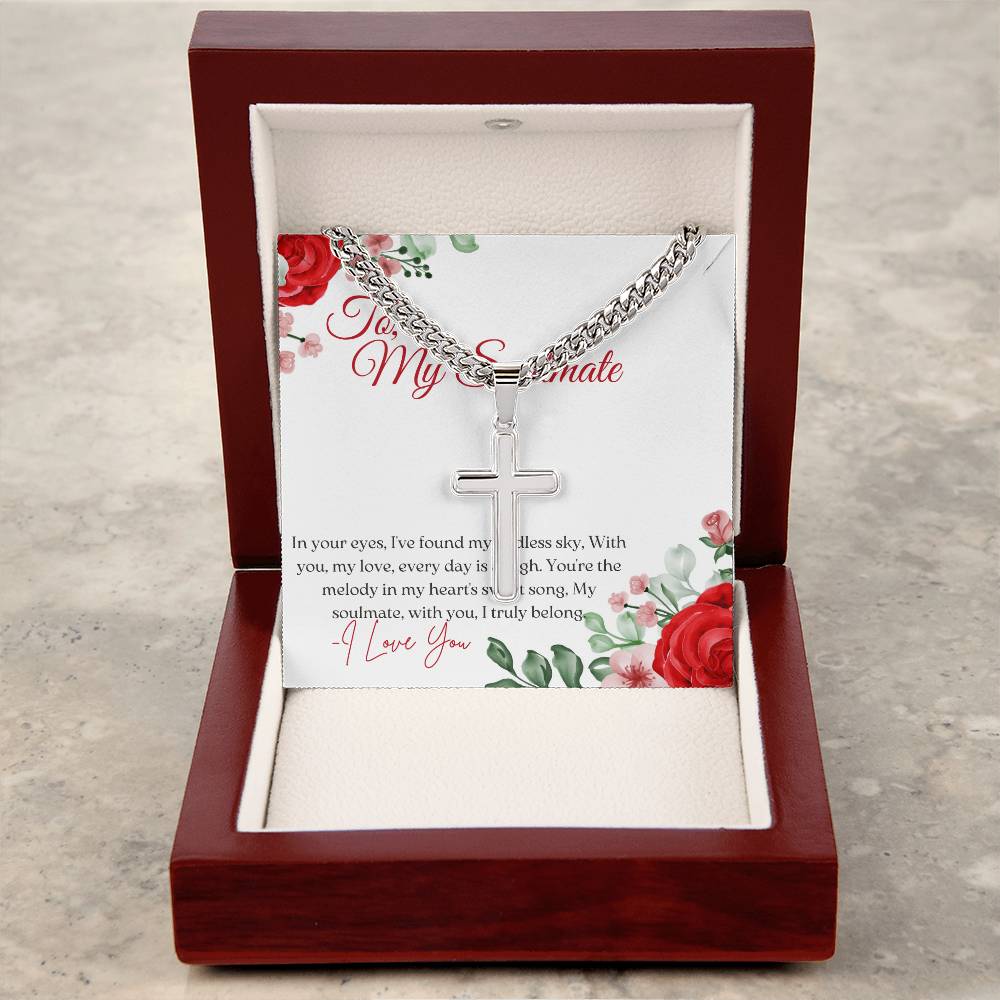 PERSONALIZED CROSS NECKLACE ON CUBAN CHAIN