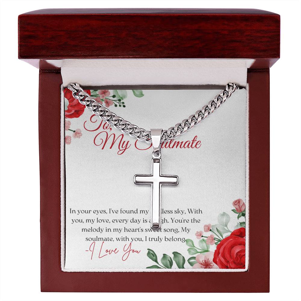 PERSONALIZED CROSS NECKLACE ON CUBAN CHAIN