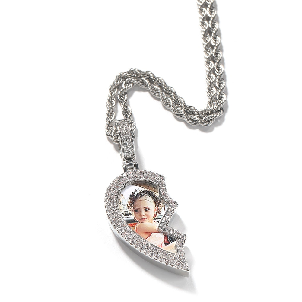 SPLIT HEART PHOTO NECKLACE