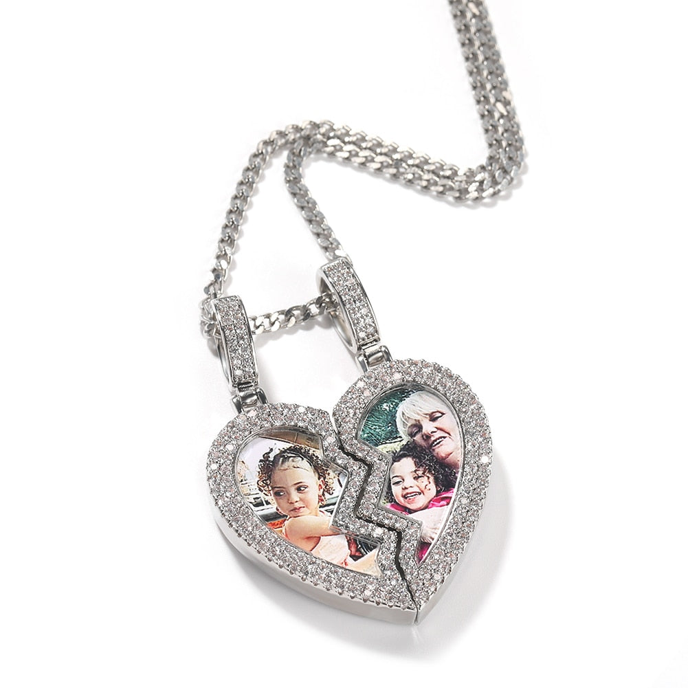 SPLIT HEART PHOTO NECKLACE